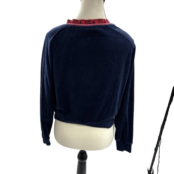 FILA Womens Size L Sweatshirt Navy Blue Long Sleeve Logo Athletic Pullover Top - Picture 4 of 7